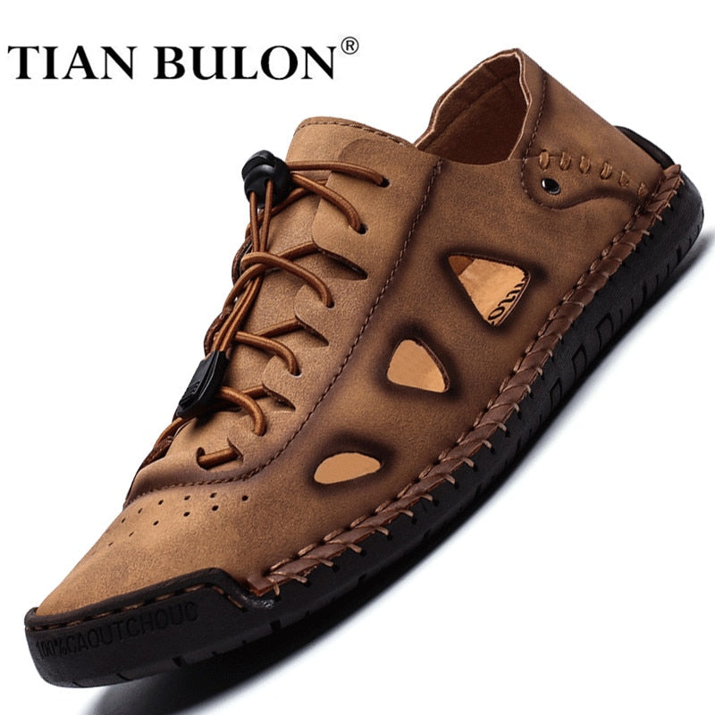 Summer Men Casual Shoes Sneakers Luxury Brand Genuine Leather Mens Loafers Moccasins Hollow Out Breathable Italian Driving Shoes