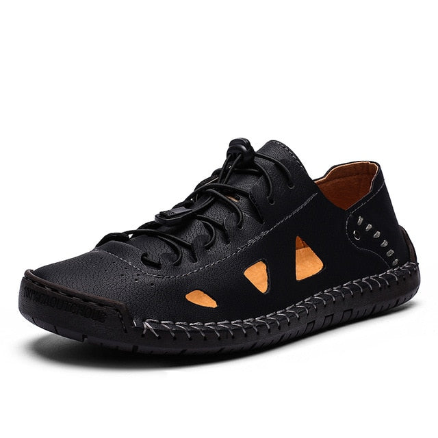 Summer Men Casual Shoes Sneakers Luxury Brand Genuine Leather Mens Loafers Moccasins Hollow Out Breathable Italian Driving Shoes