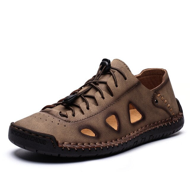 Summer Men Casual Shoes Sneakers Luxury Brand Genuine Leather Mens Loafers Moccasins Hollow Out Breathable Italian Driving Shoes
