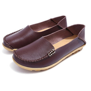 Flat Shoes Women Slip On Shoes For Women Genuine Leather Loafers Women Flats Ladies Shoes Mocassin Plus Size 44 Sapato Feminino