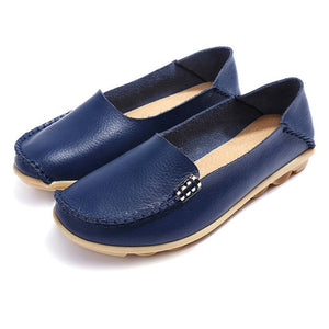 Flat Shoes Women Slip On Shoes For Women Genuine Leather Loafers Women Flats Ladies Shoes Mocassin Plus Size 44 Sapato Feminino