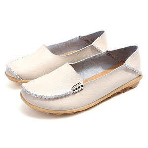 Flat Shoes Women Slip On Shoes For Women Genuine Leather Loafers Women Flats Ladies Shoes Mocassin Plus Size 44 Sapato Feminino
