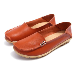 Flat Shoes Women Slip On Shoes For Women Genuine Leather Loafers Women Flats Ladies Shoes Mocassin Plus Size 44 Sapato Feminino