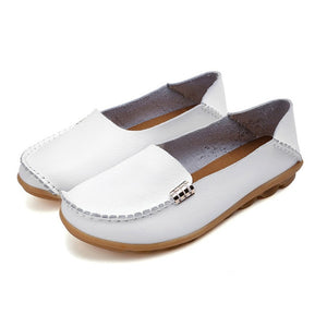 Flat Shoes Women Slip On Shoes For Women Genuine Leather Loafers Women Flats Ladies Shoes Mocassin Plus Size 44 Sapato Feminino