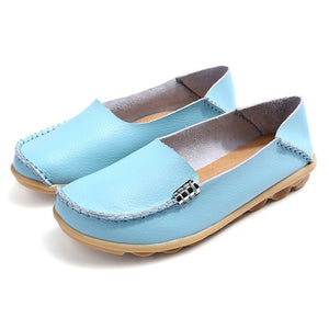 Flat Shoes Women Slip On Shoes For Women Genuine Leather Loafers Women Flats Ladies Shoes Mocassin Plus Size 44 Sapato Feminino