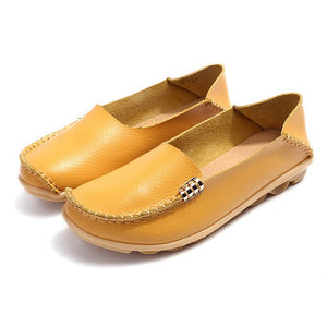 Flat Shoes Women Slip On Shoes For Women Genuine Leather Loafers Women Flats Ladies Shoes Mocassin Plus Size 44 Sapato Feminino