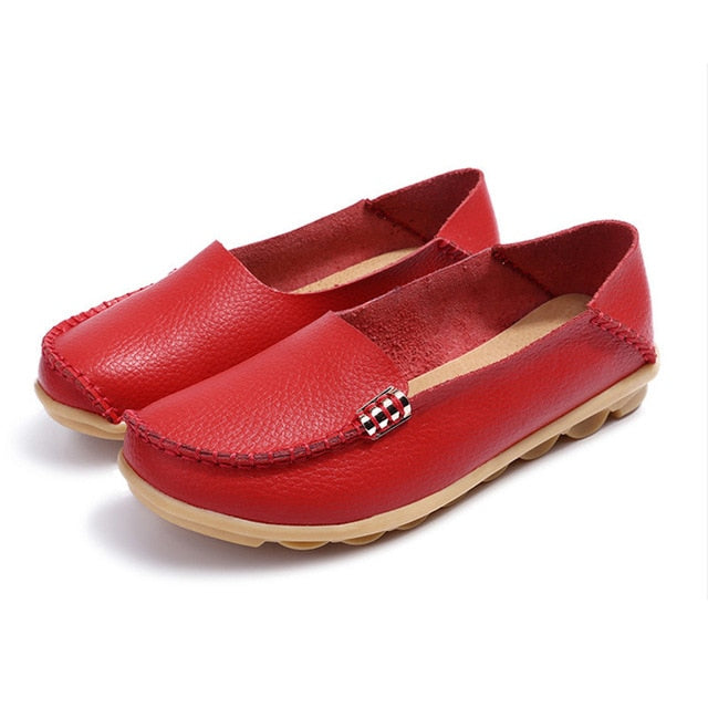 Flat Shoes Women Slip On Shoes For Women Genuine Leather Loafers Women Flats Ladies Shoes Mocassin Plus Size 44 Sapato Feminino