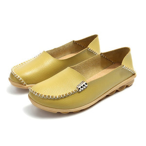 Flat Shoes Women Slip On Shoes For Women Genuine Leather Loafers Women Flats Ladies Shoes Mocassin Plus Size 44 Sapato Feminino
