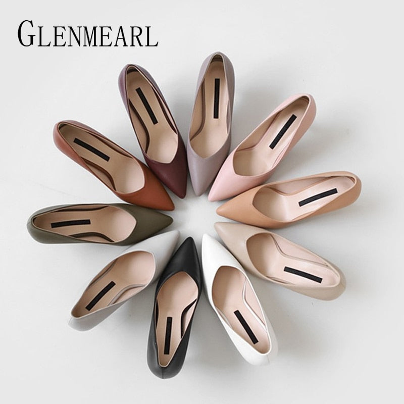 Women High Heels Female Shoes Classics Basic Women Pumps Pointed Toe Slip On Casual Shoes Spring Autumn New Arrival DE