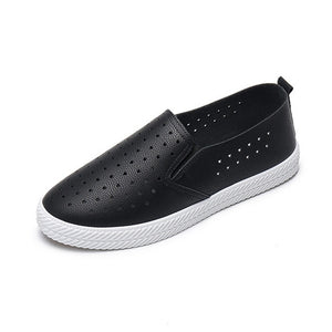 New Summer Women Hollow Out Slip On Flat Loafers Women's Shoes Fashion Pu Leather Female Platform Shoes Ladies Casual Footwear