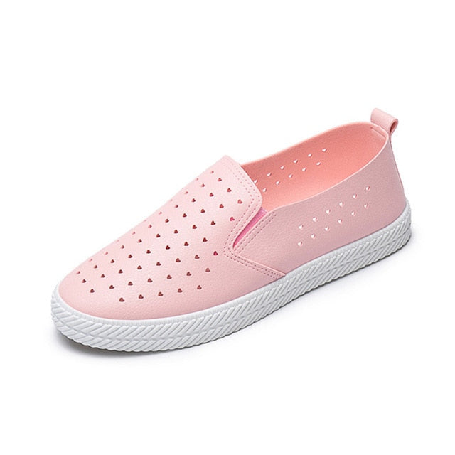 New Summer Women Hollow Out Slip On Flat Loafers Women's Shoes Fashion Pu Leather Female Platform Shoes Ladies Casual Footwear
