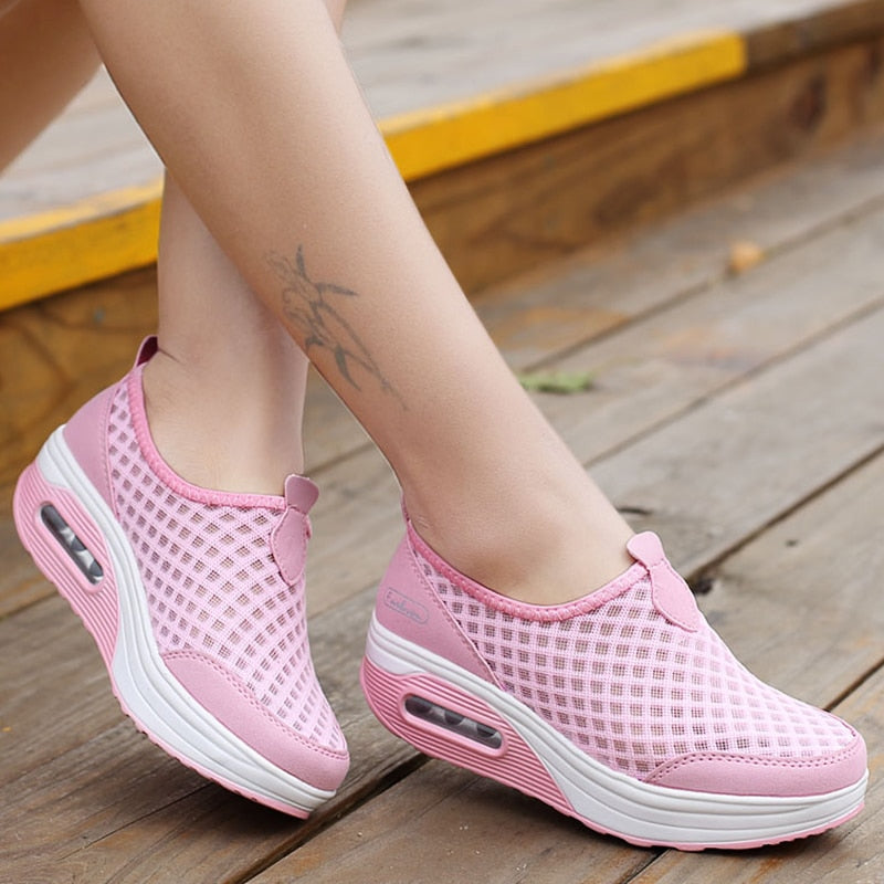 Women Casual Shoes 2019 Soft Bottom Walking Shoes Woman Air Mesh Vulcanize Shoes Summer Chunky Sneakers For Basket Femme Wedges