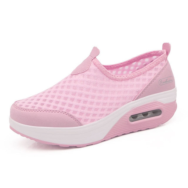 Women Casual Shoes 2019 Soft Bottom Walking Shoes Woman Air Mesh Vulcanize Shoes Summer Chunky Sneakers For Basket Femme Wedges