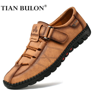 Handmade Men Casual Shoes Fashion Sneakers Genuine Leather Mens Loafers Moccasins Breathable Slip on Boat Shoes Adult Footwear