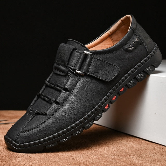 Handmade Men Casual Shoes Fashion Sneakers Genuine Leather Mens Loafers Moccasins Breathable Slip on Boat Shoes Adult Footwear