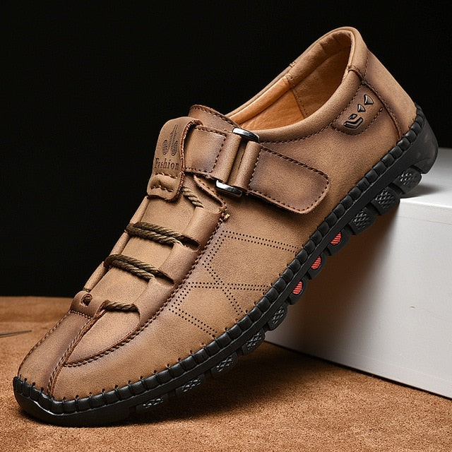 Handmade Men Casual Shoes Fashion Sneakers Genuine Leather Mens Loafers Moccasins Breathable Slip on Boat Shoes Adult Footwear