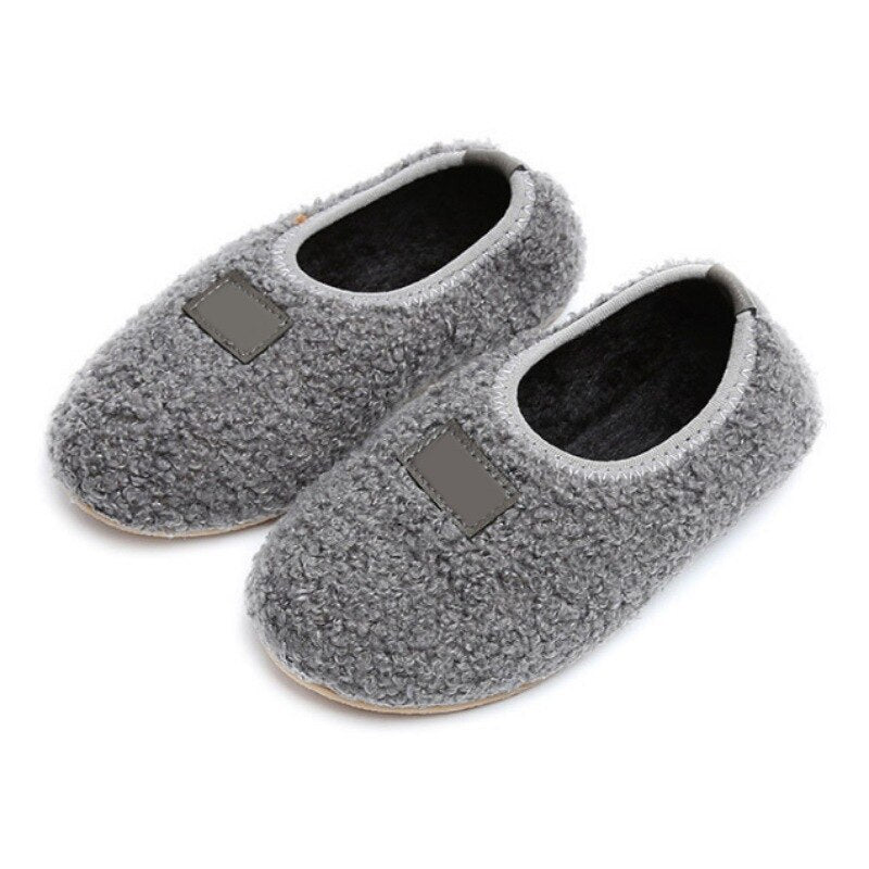 Kids Fluff Warm Shoes Boys Girls Indoor Non-slip Floor Peas Loafers Shoes Children's Flats