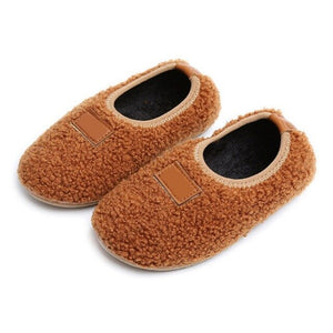 Kids Fluff Warm Shoes Boys Girls Indoor Non-slip Floor Peas Loafers Shoes Children's Flats