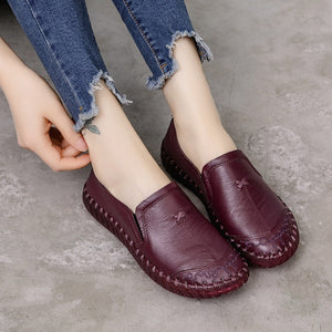 2020 Fashion Women Shoes Genuine Leather Loafers Women Casual Shoes Soft Comfortable Shoes Women Flats I012