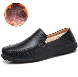Genuine Leather Men Casual Shoes Luxury Brand 2020 Mens Loafers Moccasins Breathable Slip on Black Driving Shoes Plus Size 37-47