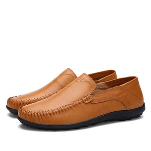Genuine Leather Men Casual Shoes Luxury Brand 2020 Mens Loafers Moccasins Breathable Slip on Black Driving Shoes Plus Size 37-47