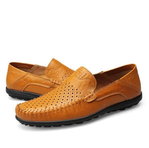 Genuine Leather Men Casual Shoes Luxury Brand 2020 Mens Loafers Moccasins Breathable Slip on Black Driving Shoes Plus Size 37-47