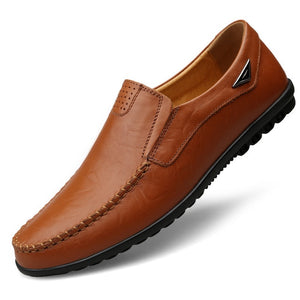 Genuine Leather Men Casual Shoes Luxury Brand 2020 Mens Loafers Moccasins Breathable Slip on Black Driving Shoes Plus Size