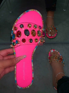 Summer Women Sandals Bling Slippers Ladies Crystal Slides Flat Glitter Gladiator Sandals Beach Shoes Female Sandalia Feminina