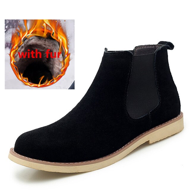 Fashion outdoor Chelsea Boots Men Suede Leather Luxury Men Ankle Boots Original men Shorts Casual Shoes British Style Winter