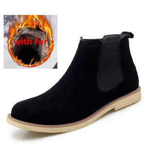 Fashion outdoor Chelsea Boots Men Suede Leather Luxury Men Ankle Boots Original men Shorts Casual Shoes British Style Winter