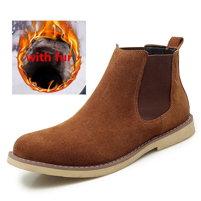 Fashion outdoor Chelsea Boots Men Suede Leather Luxury Men Ankle Boots Original men Shorts Casual Shoes British Style Winter