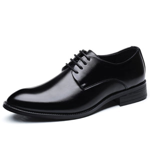 NXY Men PU Leather Dress Shoes Men Wedding Shoes Office Party Formal Flat Footwear Male Business Lace Up Pointed Derby Shoes