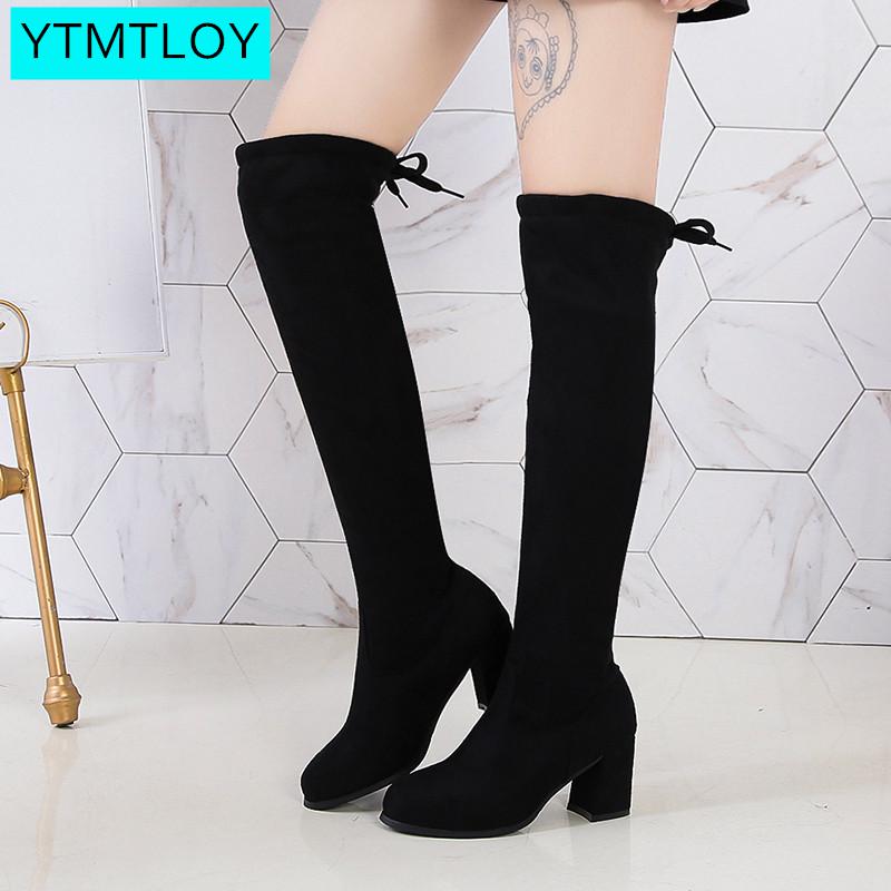 2020 Autumn Winter ladies Long Thigh High boots Sexy Slim Fit Suede Over The Knee Boots Women shoes  Botas Mujer Calzado Mujer