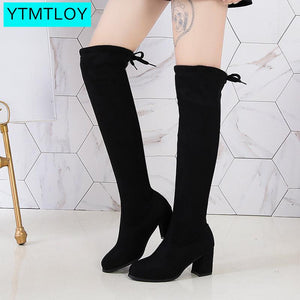 2020 Autumn Winter ladies Long Thigh High boots Sexy Slim Fit Suede Over The Knee Boots Women shoes  Botas Mujer Calzado Mujer