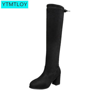 2020 Autumn Winter ladies Long Thigh High boots Sexy Slim Fit Suede Over The Knee Boots Women shoes  Botas Mujer Calzado Mujer