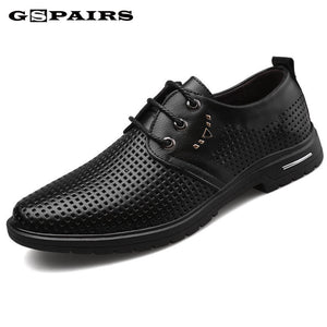 Spring Summer Elegant Mens Italian Leather Formal Shoes Breathable Luxury Brand Male Dress Footwear Brogue Oxford Shoes for Men