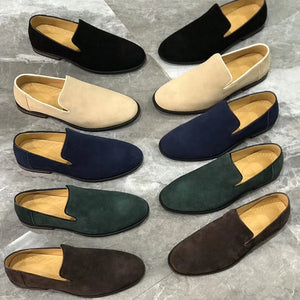 Suede Leather Men Loafers Dress Shoes Slip On Male Shoes Casual Shoes Man Party Wedding Footwear