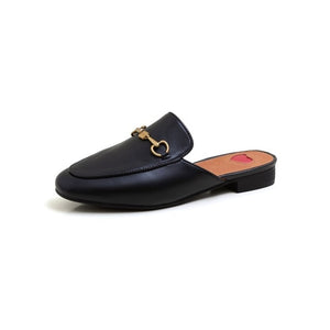 Luxury Designer Slippers Brand Slippers Women Genuine Leather Flat Mules Metal Chain Casual Shoes Outdoor Slippers
