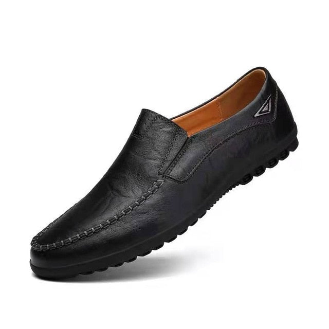 Genuine Leather Men Shoes Casual Luxury Brand 2020 Italian Mens Loafers Moccasins Breathable Slip on Boat Shoes Plus Size 37-47