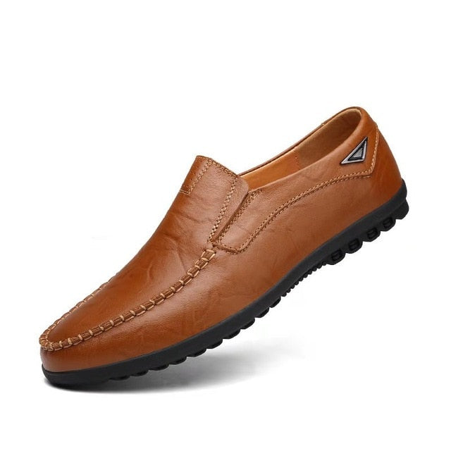 Genuine Leather Men Shoes Casual Luxury Brand 2020 Italian Mens Loafers Moccasins Breathable Slip on Boat Shoes Plus Size 37-47