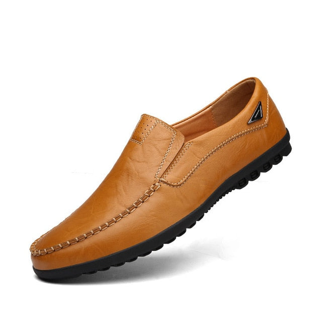 Genuine Leather Men Shoes Casual Luxury Brand 2020 Italian Mens Loafers Moccasins Breathable Slip on Boat Shoes Plus Size 37-47