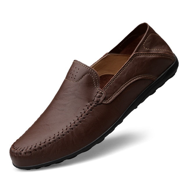 Genuine Leather Men Casual Shoes Luxury Brand 2019 Mens Loafers Moccasins Breathable Slip on Black Driving Shoes Plus Size 37-47