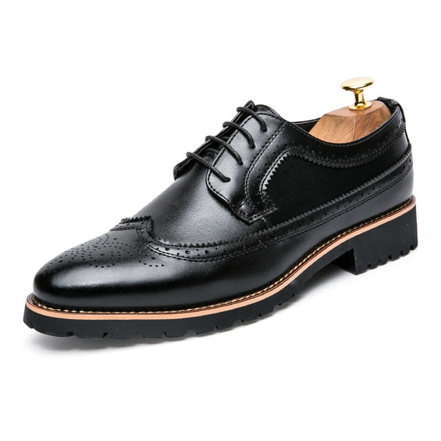 2020 Men Dress Shoes Leather Fashion Derby Shoes Classic Casual Business Wedding Footwear Lace-up British Style Male Formal Shoe