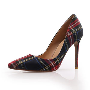 WETKISS Big Size 33-45 Stiletto Heels Women Pumps Red Pointed Plaid Shoes Women Shallow High Thin Heels 2020 Party Wedding Shoes