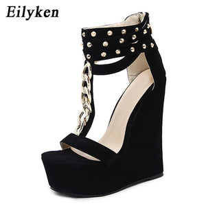Eilyken 2020 New Gladiator Women Sandals High Heels Fashion Sandals Chain Platform Wedges shoes For Women