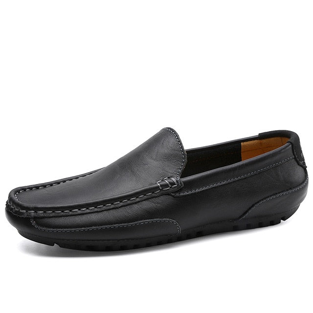 Genuine Leather Men Casual Shoes Brand 2020 Italian Men Loafers Moccasins Breathable Slip on Black Driving Shoes Plus Size 37-47