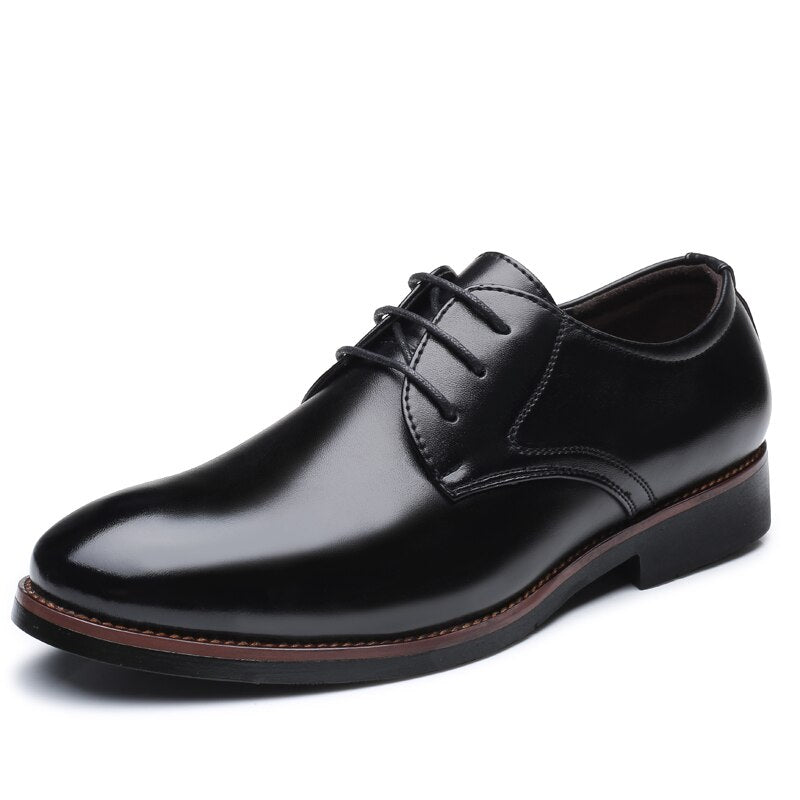 NXY Autumn Mens Shoes Formal Dress Flats PU Leather Lace Up Solid Derby Shoes Comfortable Male Footwear for Wedding Party Office