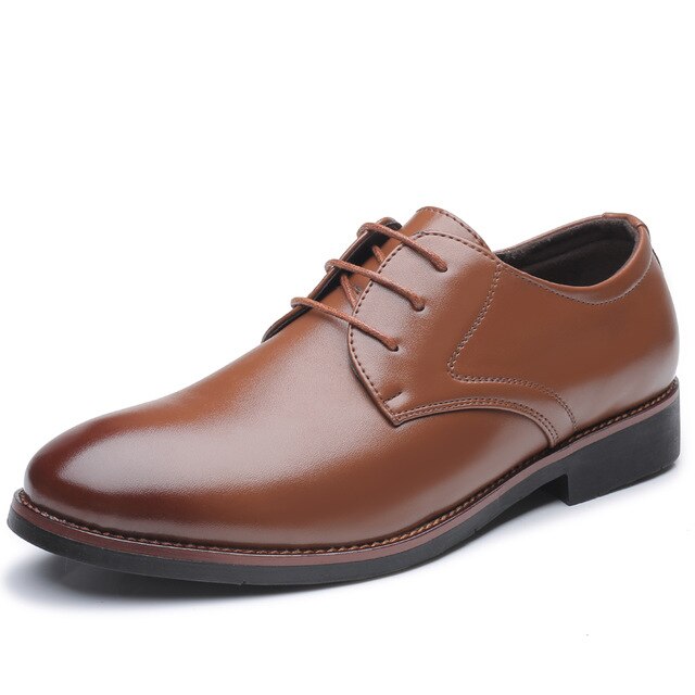 NXY Autumn Mens Shoes Formal Dress Flats PU Leather Lace Up Solid Derby Shoes Comfortable Male Footwear for Wedding Party Office