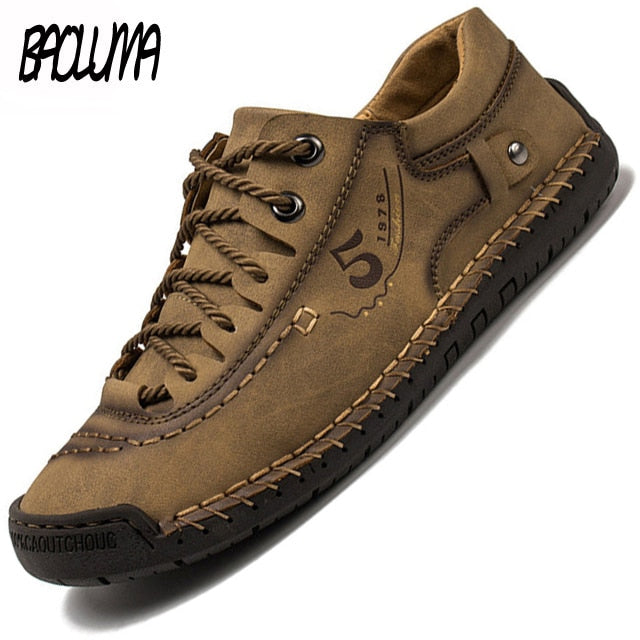 Luxury Leather Men's Casual Shoes Outdoor Men Sneakers Trainers Lace-up Flats Driving Comfort Loafers Handmade Sewing Footwear
