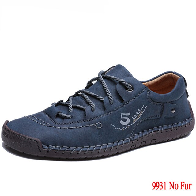 Luxury Leather Men's Casual Shoes Outdoor Men Sneakers Trainers Lace-up Flats Driving Comfort Loafers Handmade Sewing Footwear